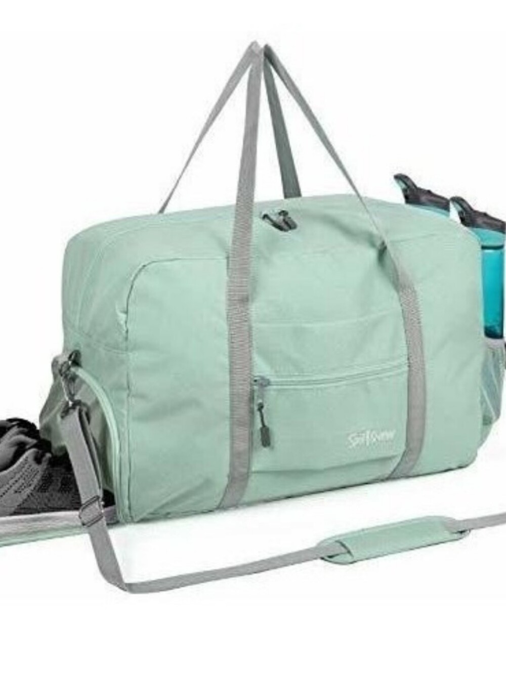 Sportsnew Duffle/Travel Bag, Mint Green,Shoe Pocket, Travel Sleeve, 19 x 12 x 10